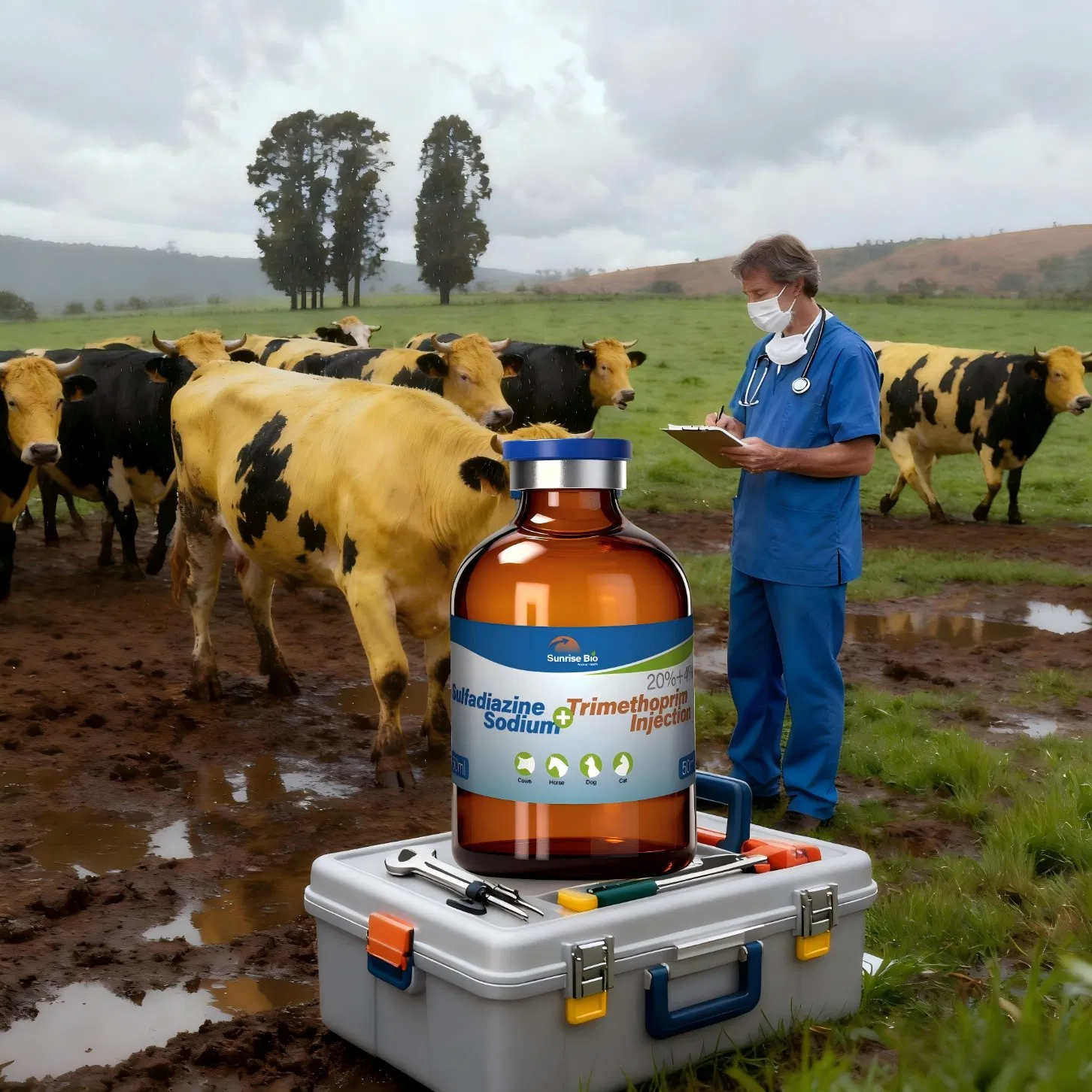 Veterinary Medicine Sulfadiazine Trimethoprim Injection for Animal Infections